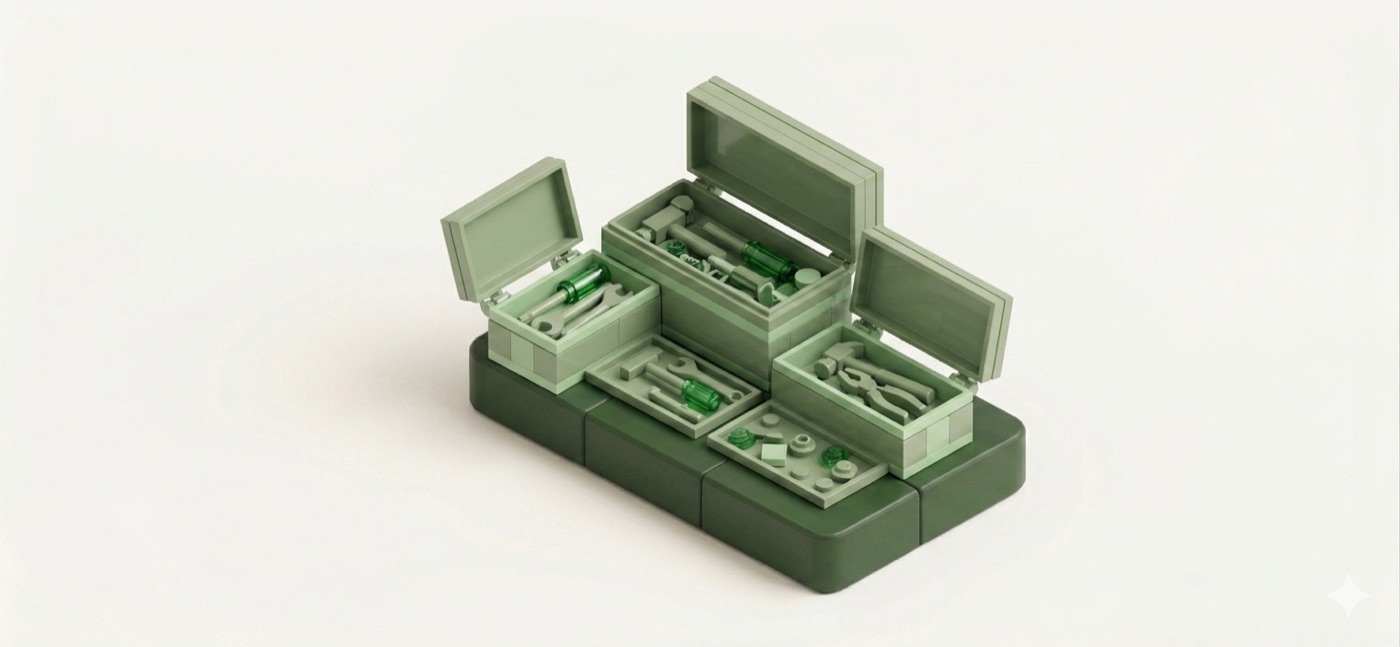 Isometric green toolboxes — choosing the right sales-led billing system
