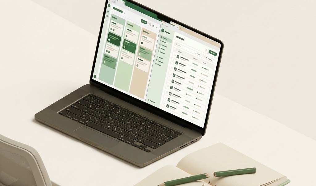 A laptop showing a CRM pipeline beside a snapped pencil — the end of manual deal re-keying